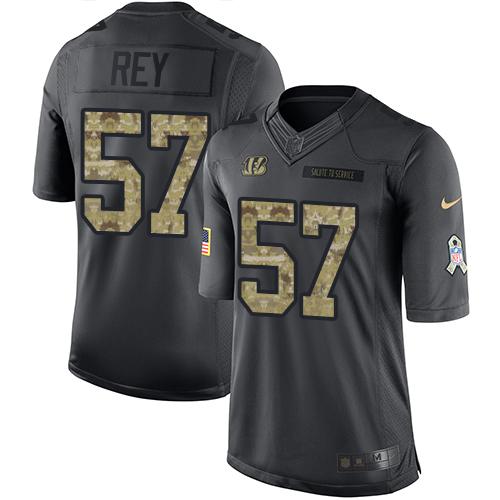 Nike Bengals #57 Vincent Rey Black Men's Stitched NFL Limited 2016 Salute to Service Jersey - Click Image to Close